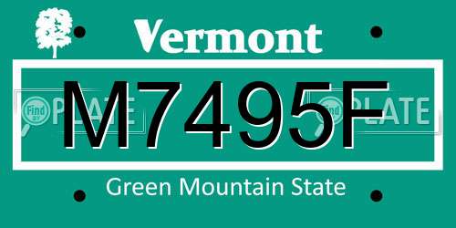 M7495F Vermont License Plate
