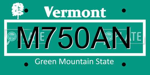 M750AN Vermont License Plate