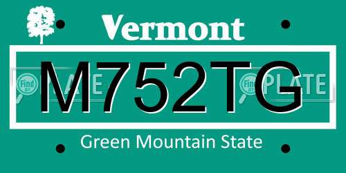 M752TG Vermont License Plate