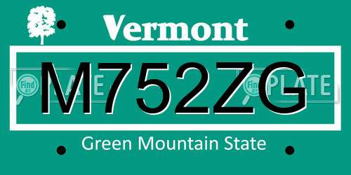 M752ZG Vermont License Plate
