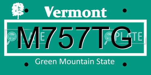 M757TG Vermont License Plate