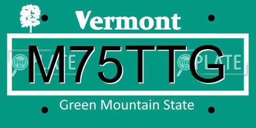 M75TTG Vermont License Plate
