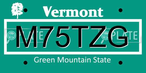 M75TZG Vermont License Plate