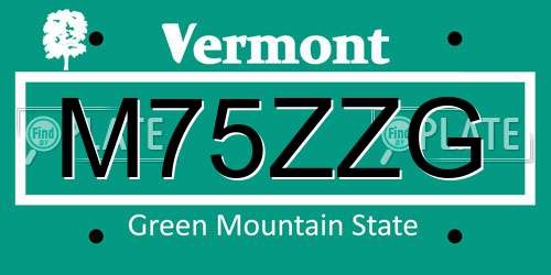 M75ZZG Vermont License Plate