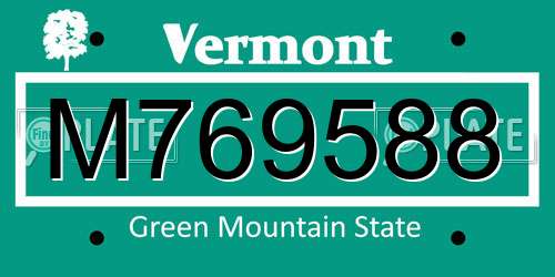 M769588 Vermont License Plate
