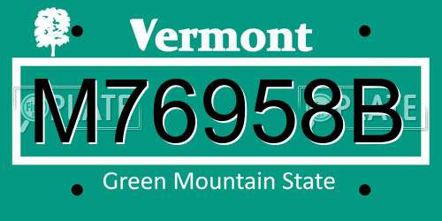 M76958B Vermont License Plate