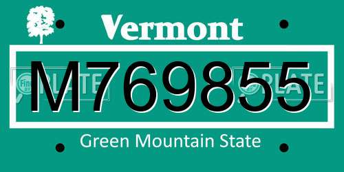 M769855 Vermont License Plate