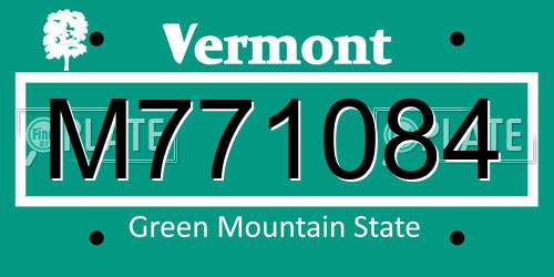 M771084 Vermont License Plate