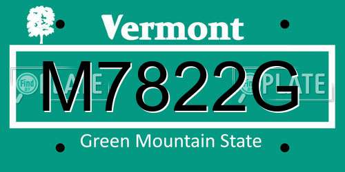 M7822G Vermont License Plate