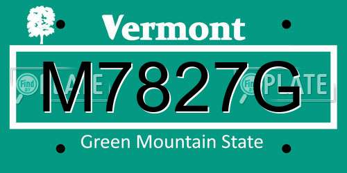 M7827G Vermont License Plate