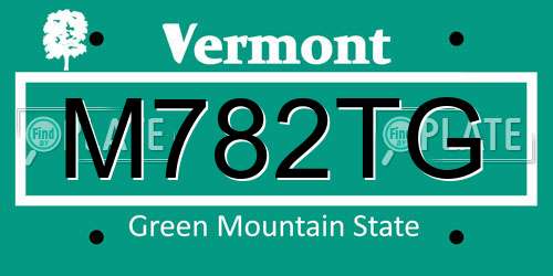 M782TG Vermont License Plate