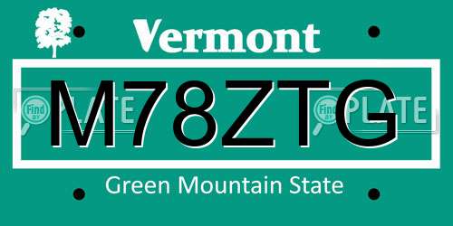 M78ZTG Vermont License Plate