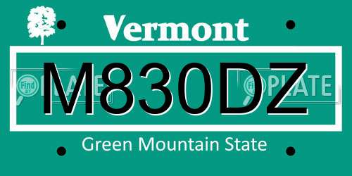 M830DZ Vermont License Plate