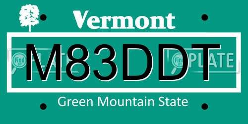 M83DDT Vermont License Plate