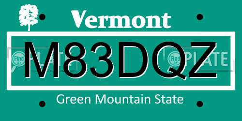 M83DQZ Vermont License Plate