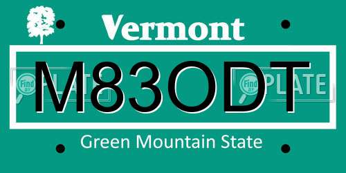 M83ODT Vermont License Plate