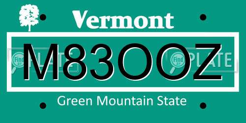 M83OOZ Vermont License Plate