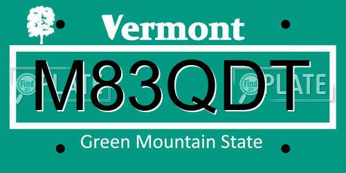 M83QDT Vermont License Plate