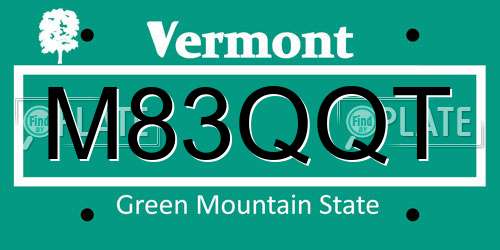 M83QQT Vermont License Plate