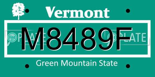 M8489F Vermont License Plate
