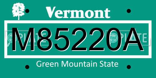 M85220A Vermont License Plate