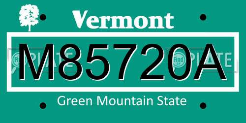 M85720A Vermont License Plate