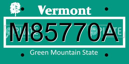 M85770A Vermont License Plate