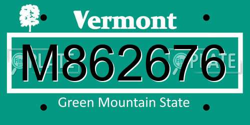 M862676 Vermont License Plate