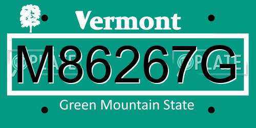 M86267G Vermont License Plate