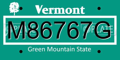 M86767G Vermont License Plate