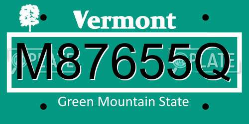 M87655Q Vermont License Plate