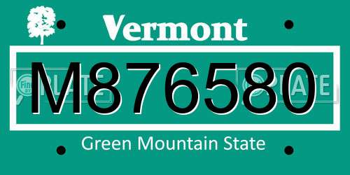 M876580 Vermont License Plate