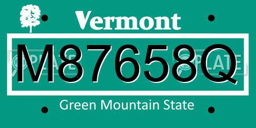 M87658Q Vermont License Plate