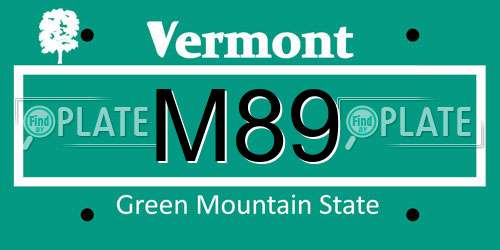 M89 Vermont License Plate