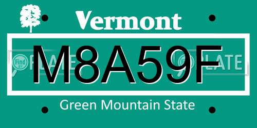 M8A59F Vermont License Plate