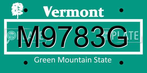 M9783G Vermont License Plate