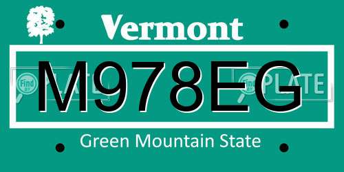 M978EG Vermont License Plate
