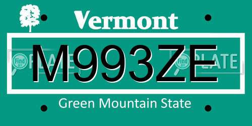 M993ZE Vermont License Plate