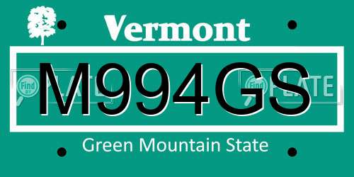 M994GS Vermont License Plate