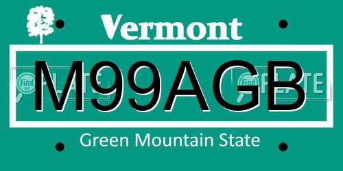 M99AGB Vermont License Plate