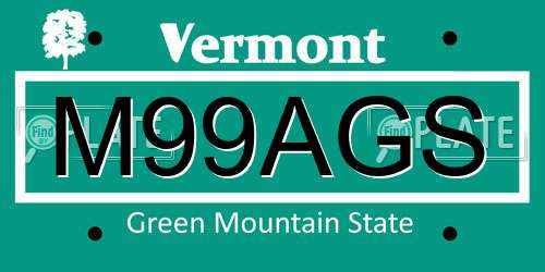 M99AGS Vermont License Plate