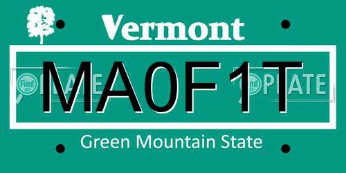 MA0F1T Vermont License Plate
