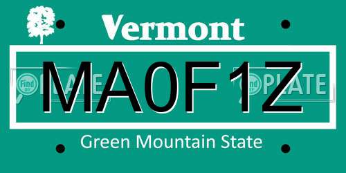 MA0F1Z Vermont License Plate