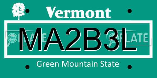 MA2B3L Vermont License Plate