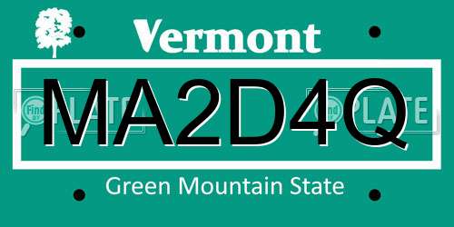 MA2D4Q Vermont License Plate
