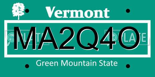 MA2Q4O Vermont License Plate