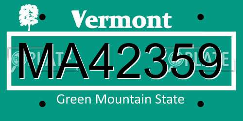 MA42359 Vermont License Plate