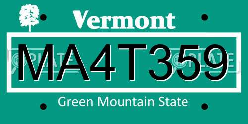 MA4T359 Vermont License Plate