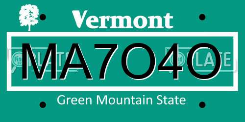 MA7O4O Vermont License Plate