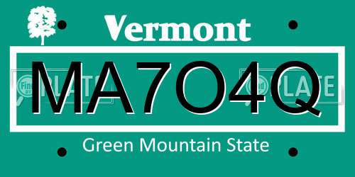 MA7O4Q Vermont License Plate